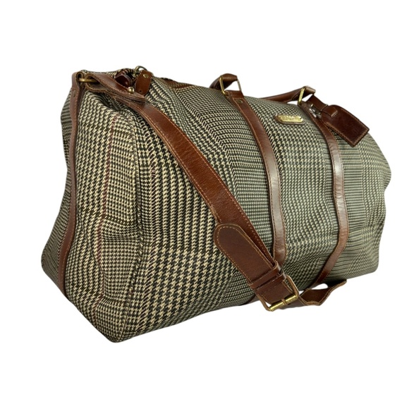 Genuine Vintage POLO RALPH LAUREN Houndstooth Weekender Travel Bag Duffel 90s - Picture 4 of 16